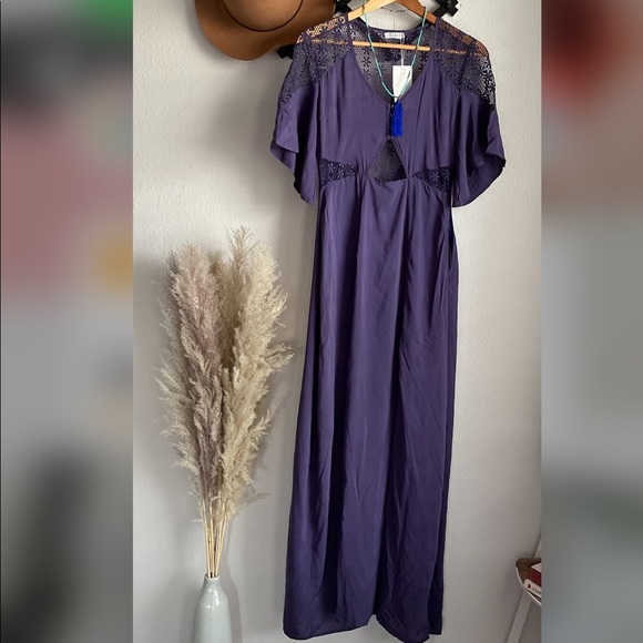 Purple Embroidered Maxi Dress Small New - Picture 2 of 10